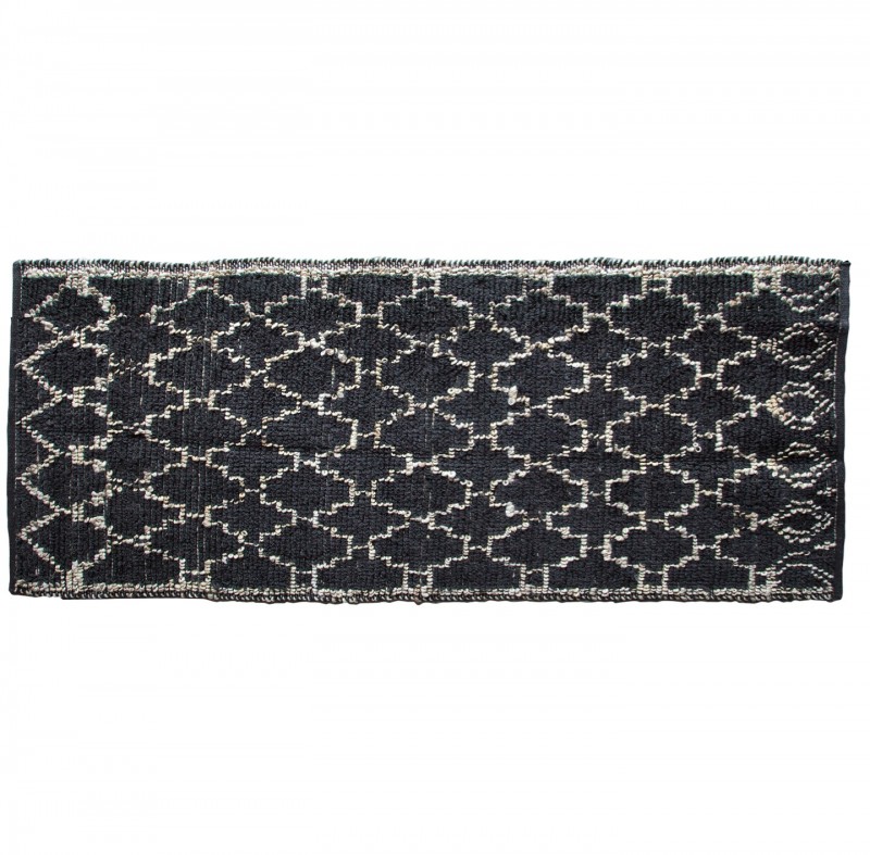 RUG WITH LATTICE PRINT BLACK NATURAL